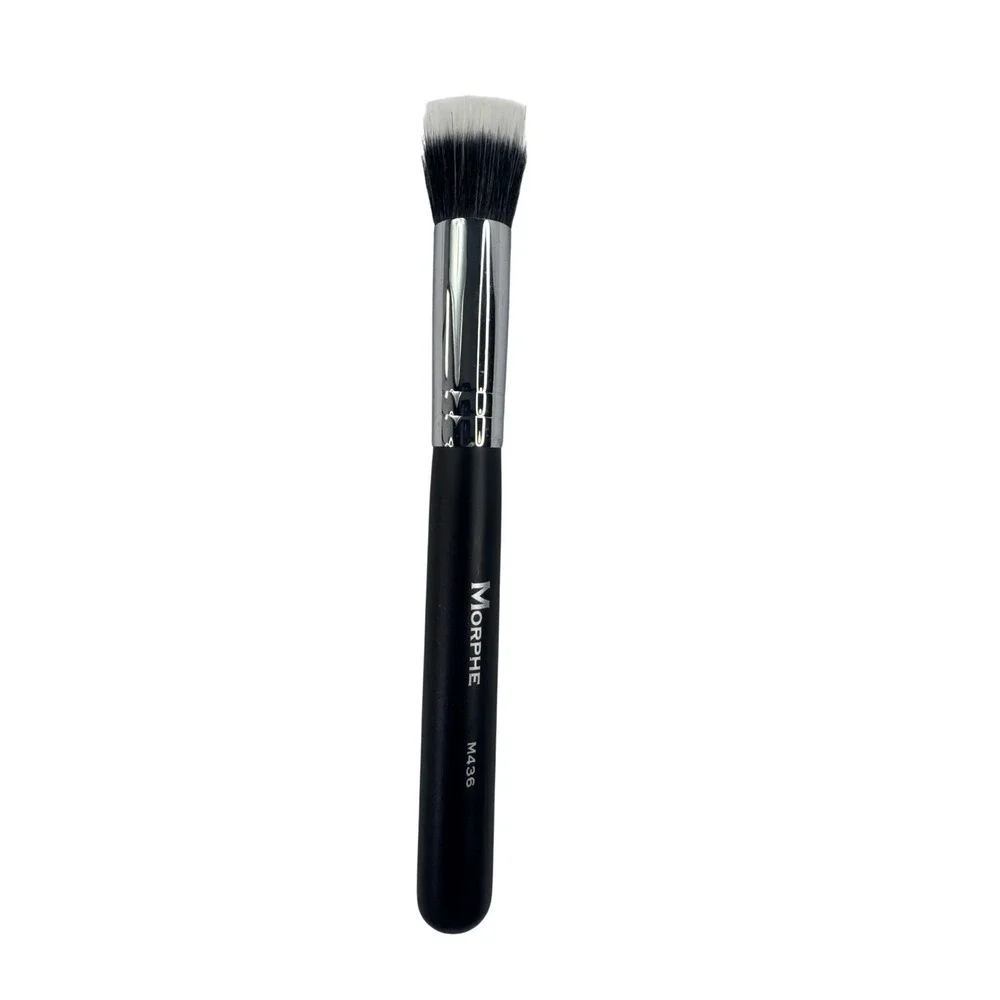 Morphe M436 Mini Duo Fiber Blender Makeup Brush Black Silver Synthetic Natural